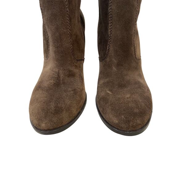 Anthropologie EDDA Suede Leather Ankle Boots Block Heel Western Vintage Size 6 - Picture 4 of 10